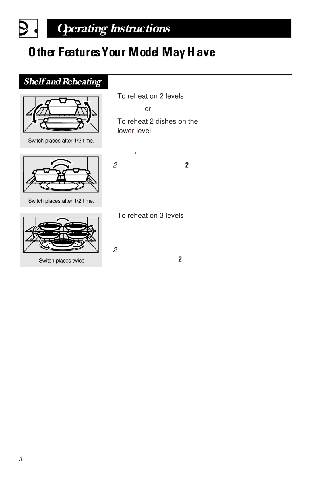 GE JVM 1660, JVM 1661 manual Other Features Your Model May Have, Shelf and Reheating 