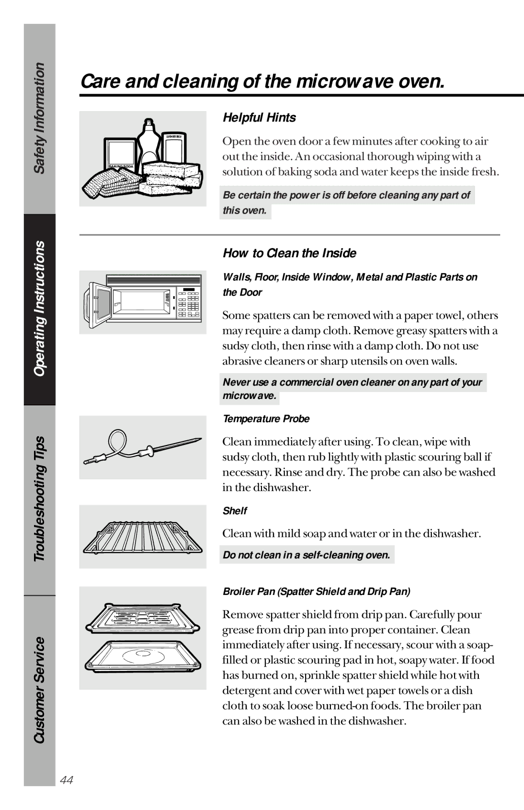 GE JVM1190 owner manual Helpful Hints, How to Clean the Inside, Shelf 