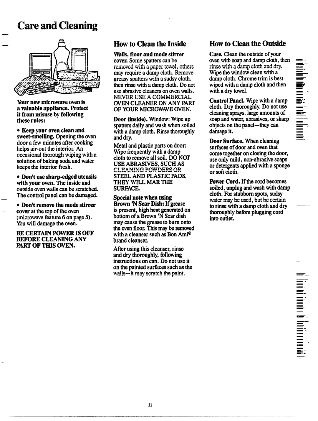 GE JVM130G warranty CareandCleaning, Brown‘NsearmmIfgyease, HowtoCleantheInside, HowtoCleantheOutside 