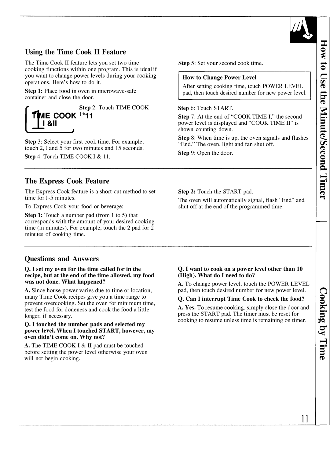 GE JVM131K, JVM130K warranty Using the Time Cook II Feature, Express Cook Feature, How to Change Power Level 