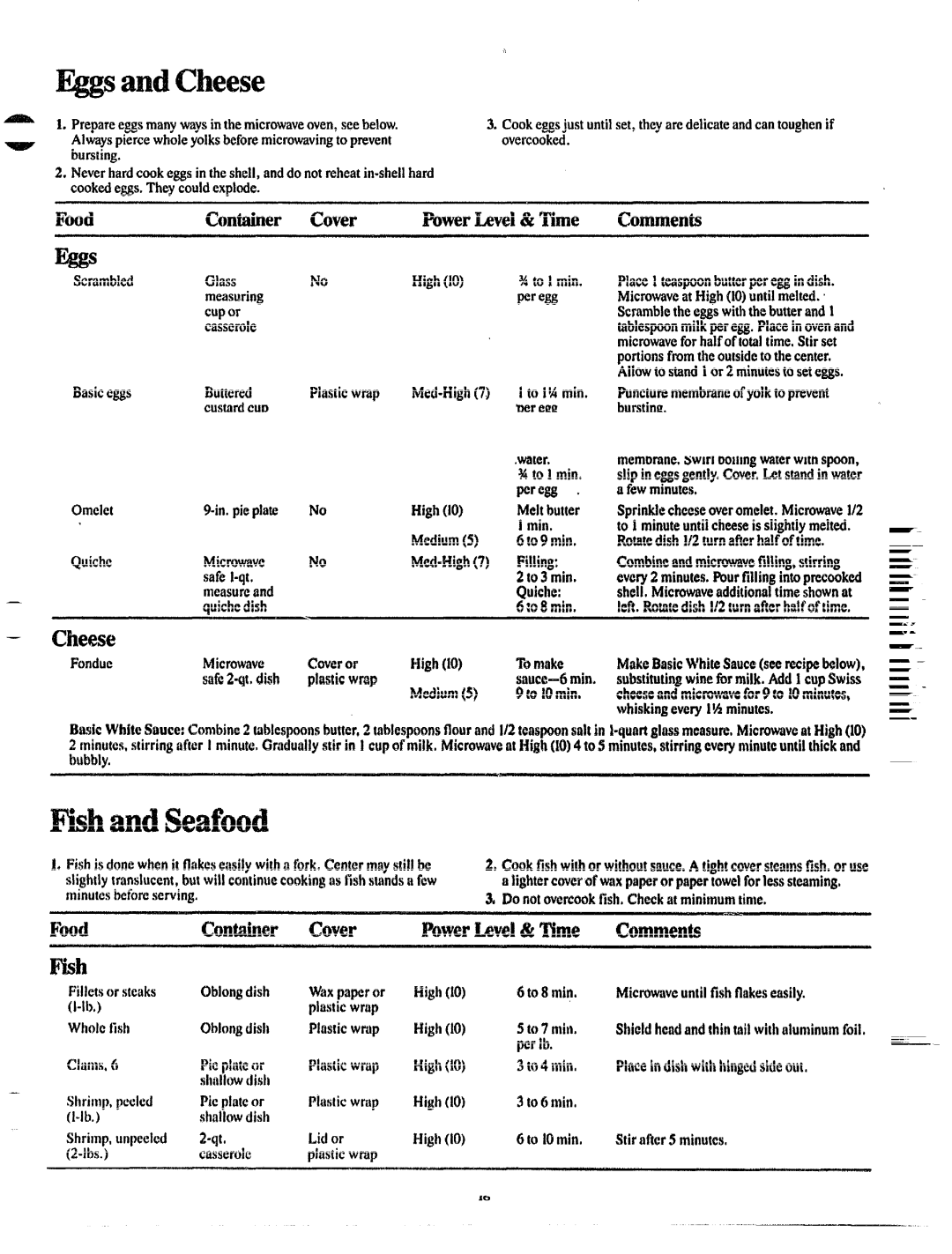 GE JVM131 manual Cheese, Fish, Ckmtaimr C 