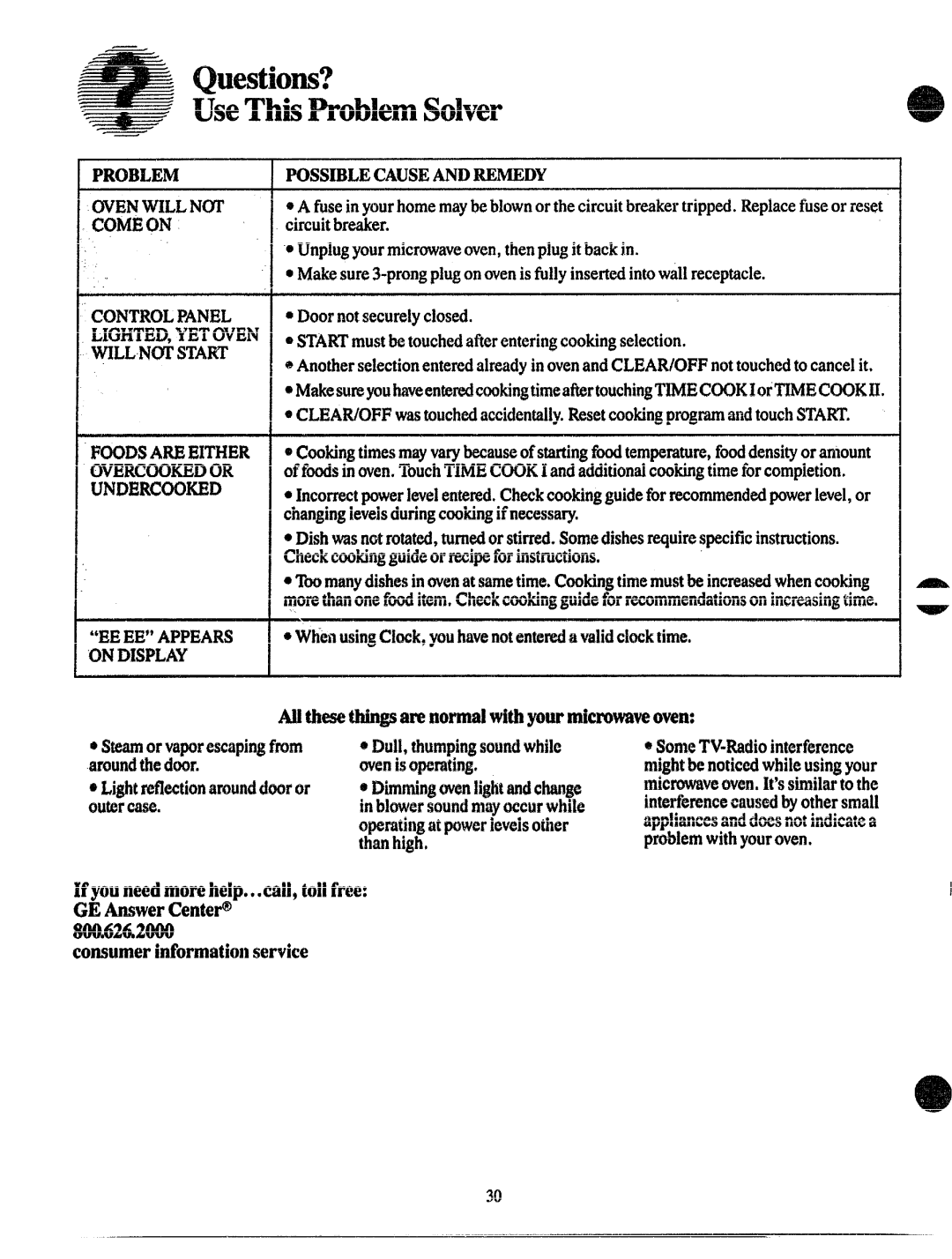 GE JVM131 manual Questions?, Normal with y, Density or e amount 