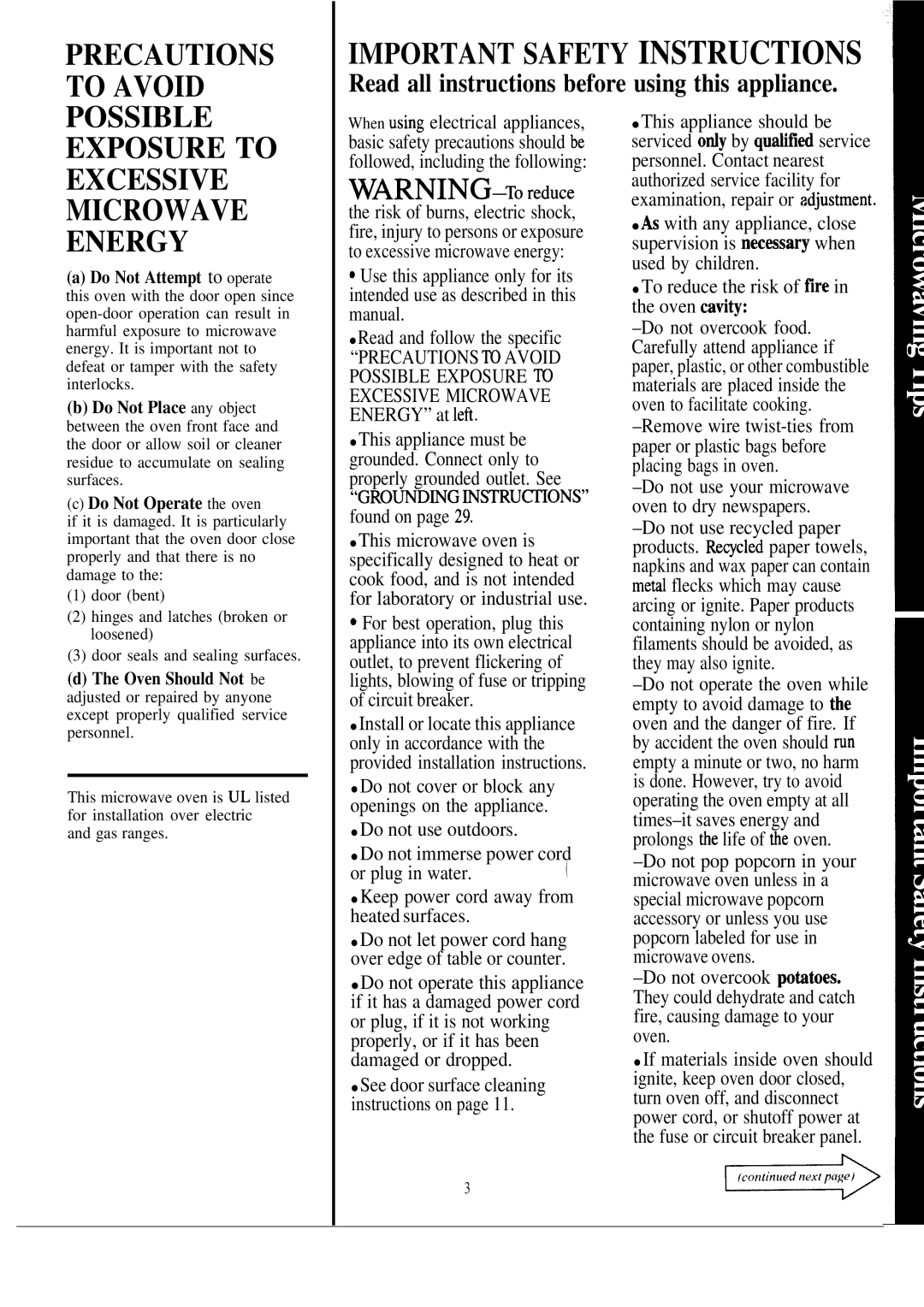 GE JVM131H, 49-8027, 164D2092P020 warranty Possible Exposure to Excessive Microwave Energy, Do Not Operate the oven 