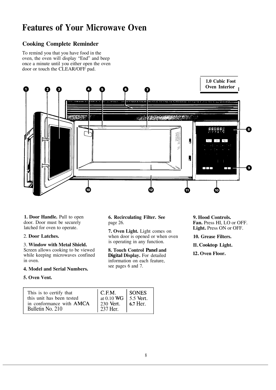 GE 164 D2092P127, JVM131J, 49-8097 warranty Features of Your Microwave Oven, Cooking Complete Reminder 