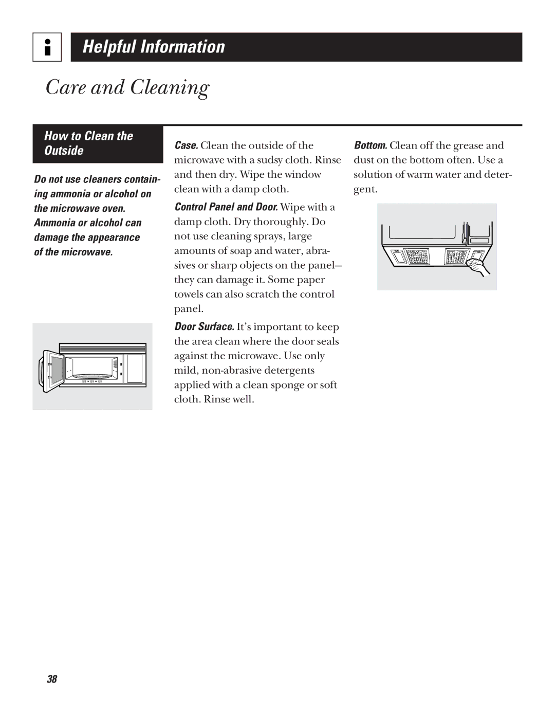 GE JVM1320 warranty How to Clean Outside, Microwave 