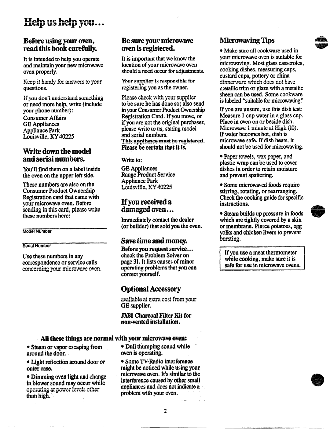 GE JVM132G manual Andserialnumbers, Besureyounnicrowave OVWiis registered, BeforeUsingymOven, readthi$booharefuny 