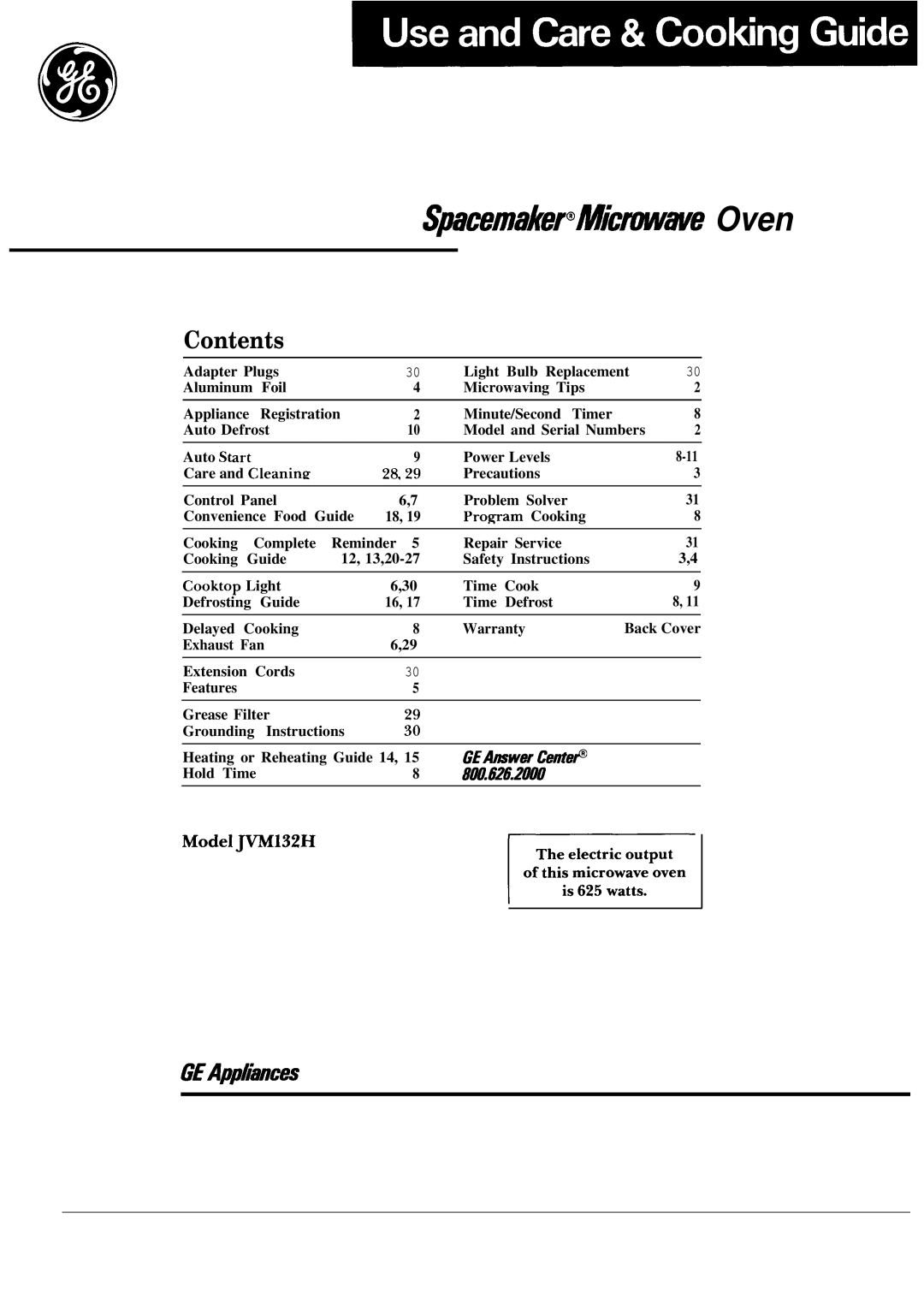 GE 49-8028, JVM132H, 164 D2092P021 warranty Spacemaker@Micwwe Oven 