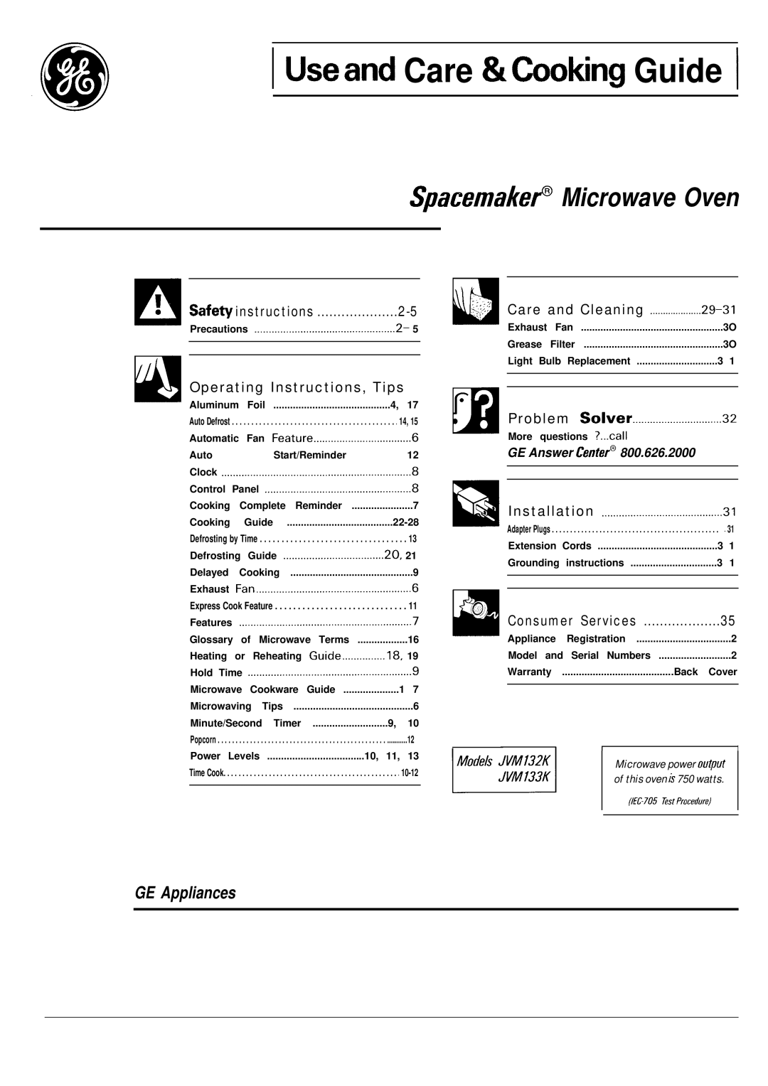 GE 49-8284, JVM132K, JVM133K, 164 D2588P088 warranty Useand Care &tioking Guide 