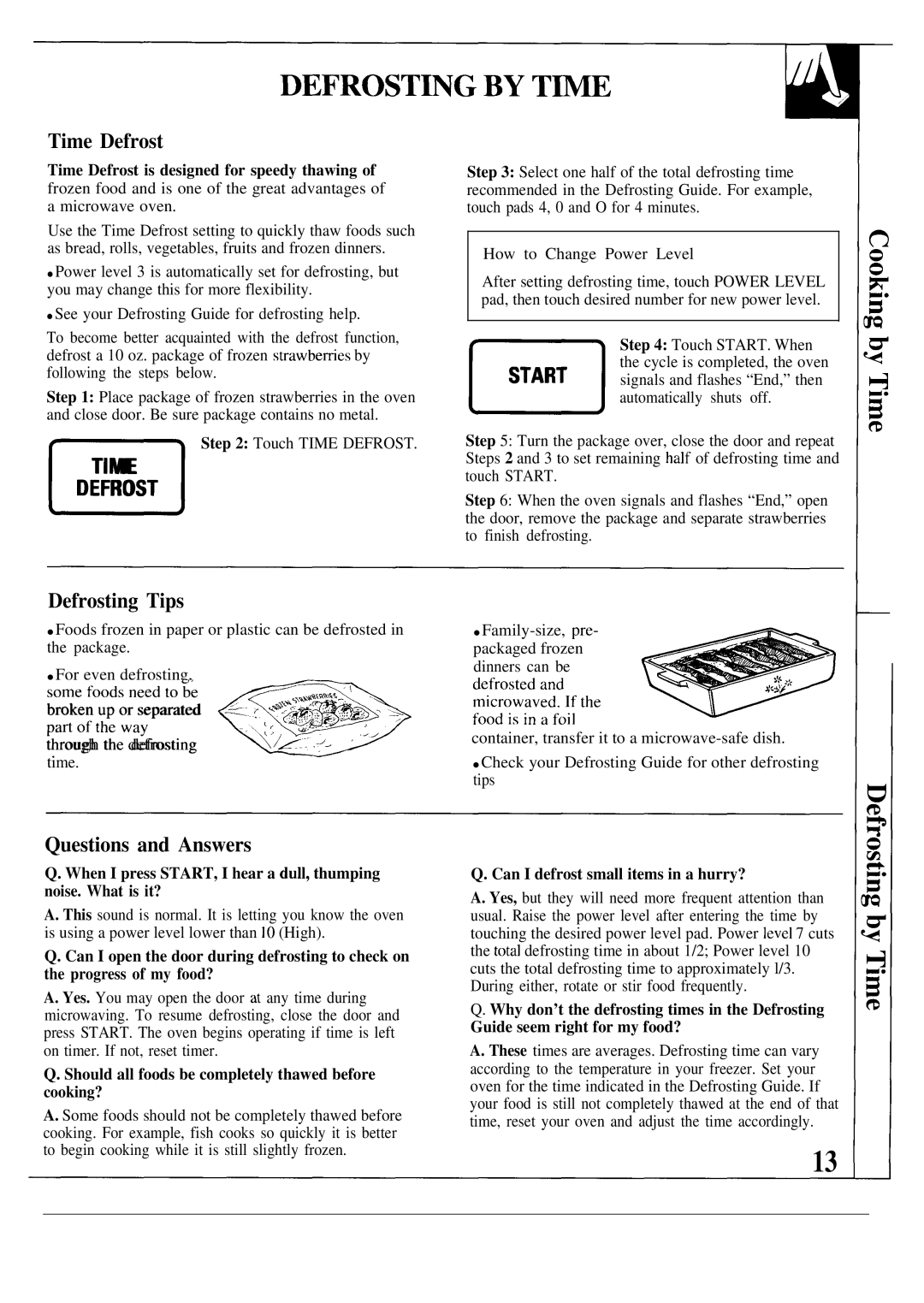 GE 49-8284 warranty Defrosting Tips, Time Defrost is designed for speedy thawing, Can I defrost small items in a hurry? 