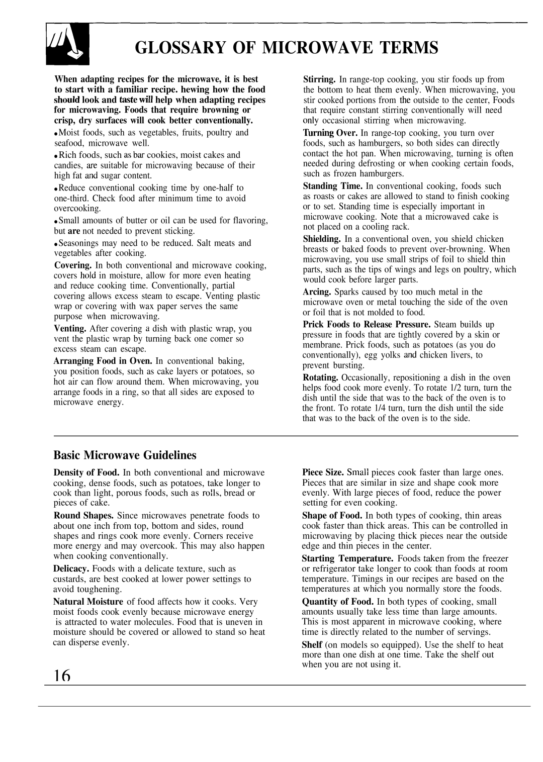 GE JVM132K, 49-8284, JVM133K, 164 D2588P088 warranty Glossary of Microwave Terms, Basic Microwave Guidelines 