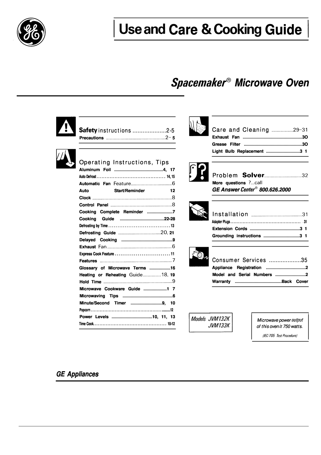GE 49-8284 warranty Useand Care &tioking Guide, SpacemakeP Microwave Oven, GE Appliances, Operating Instructions, Tips 