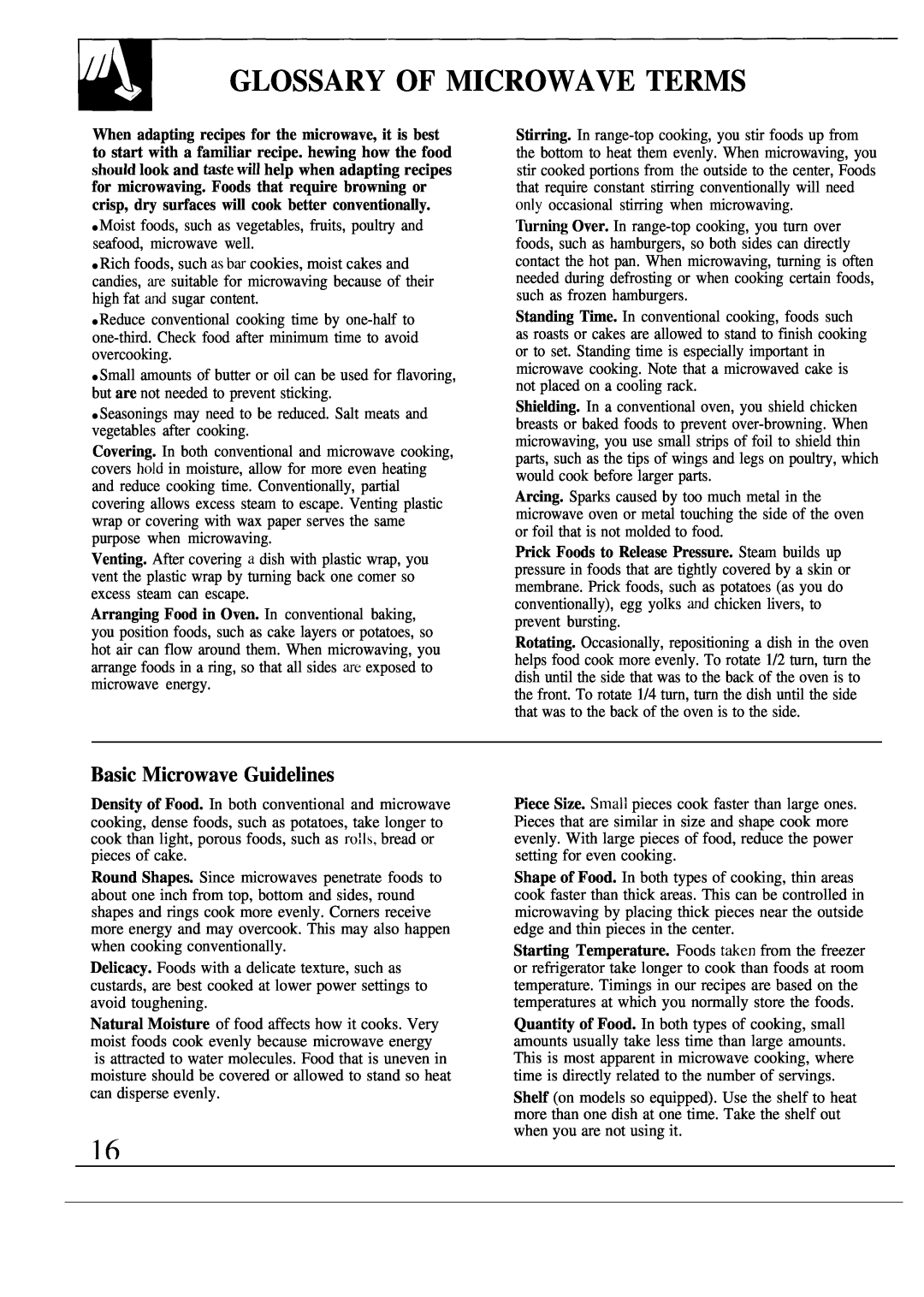GE JVM132K, 49-8284, JVM133K, 164 D2588P088 warranty Glossary Of Microwave Terms, Basic Microwave Guidelines 