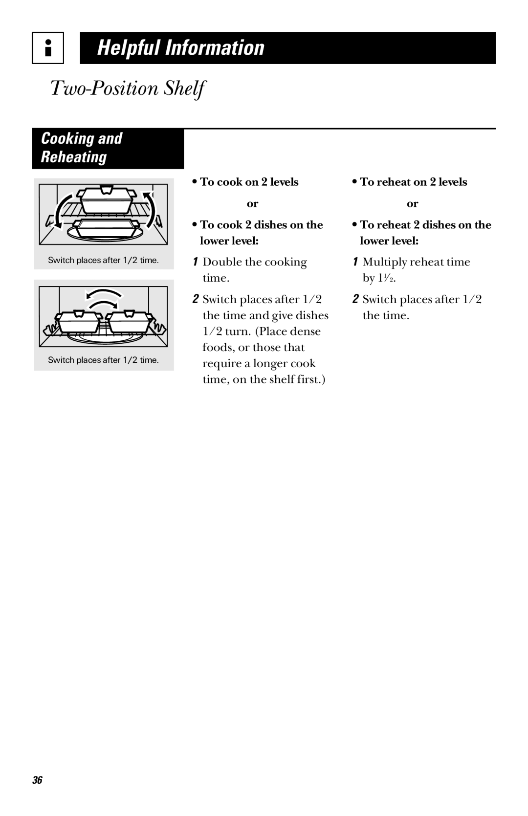 GE JVM1331, JVM1339, JVM1330, JVM1341, JVM1340 owner manual Cooking Reheating 