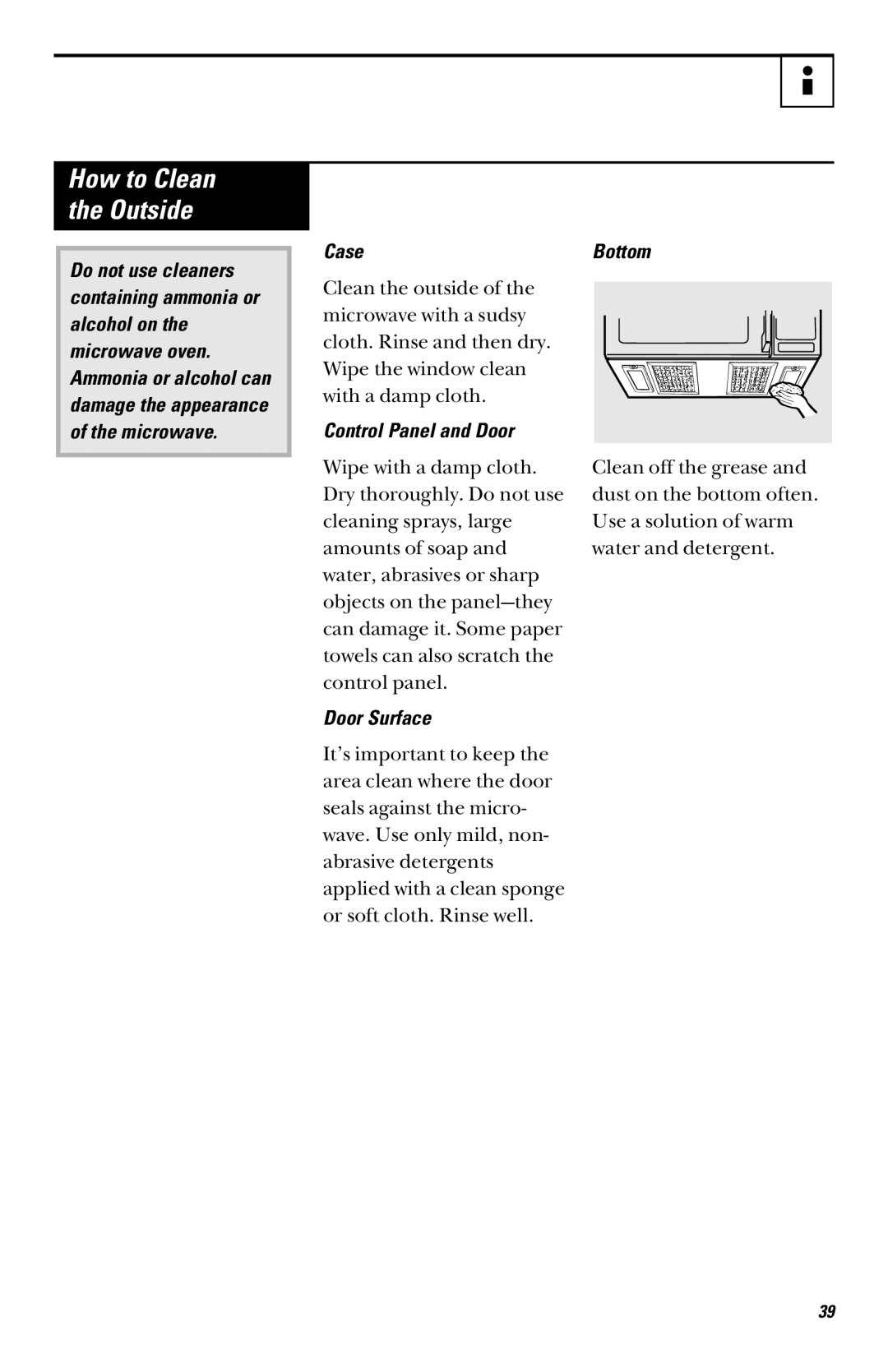 GE JVM1340, JVM1339, JVM1331, JVM1330, JVM1341 owner manual Case, Control Panel and Door, Door Surface 