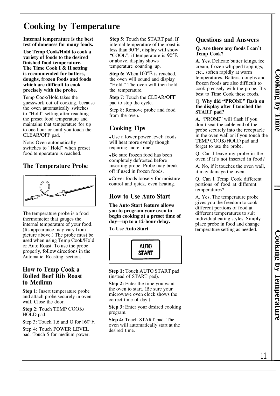 GE JVM142J Cooking by Temperature, Temperature Probe, How to Temp Cook a Rolled Beef Rib Roast to Medium, Cooking Tips 