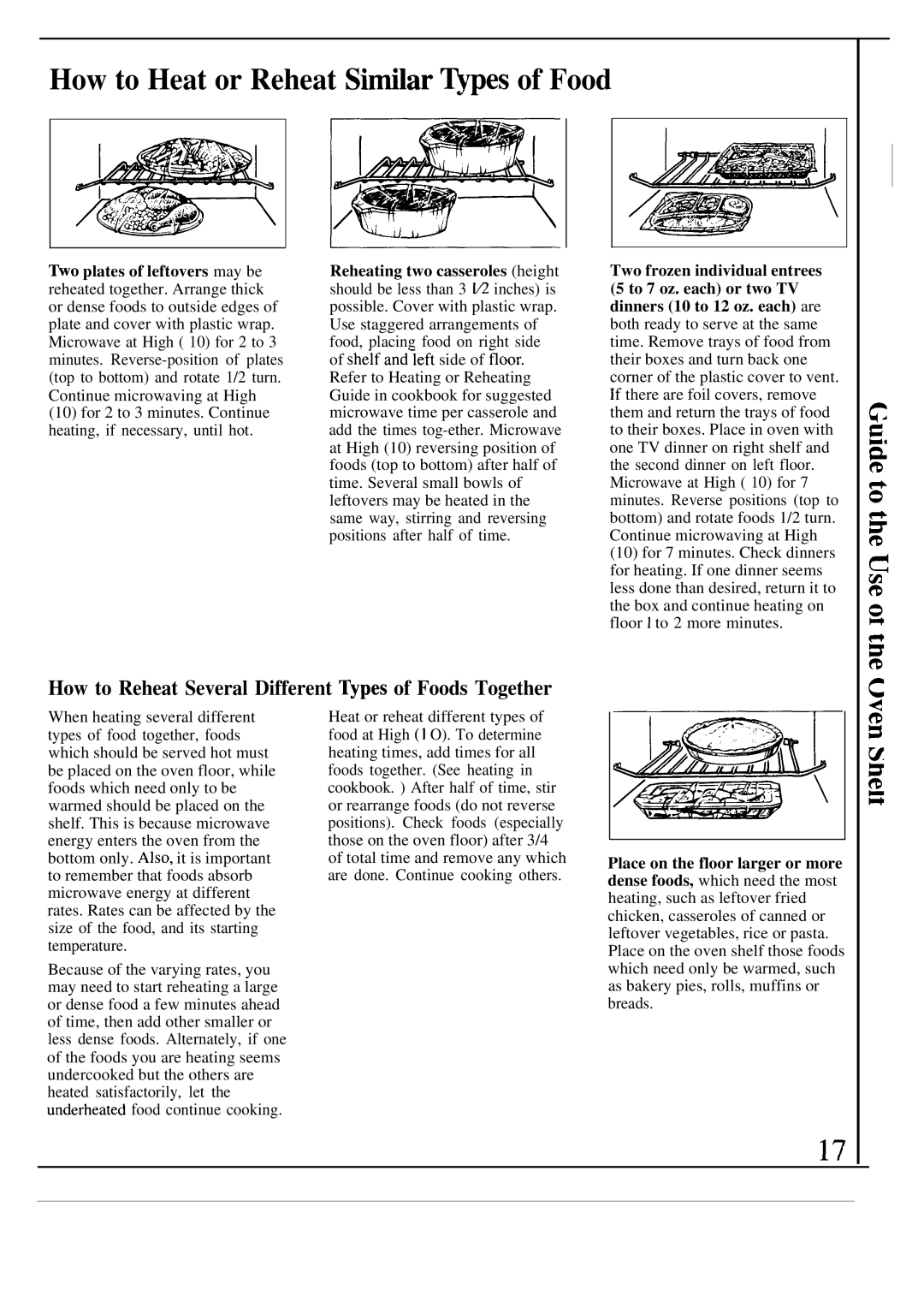 GE JVM142J, JVM140J How to Heat or Reheat Sitilar ~pes of Food, How to Reheat Several Different ~pes of Foods Together 