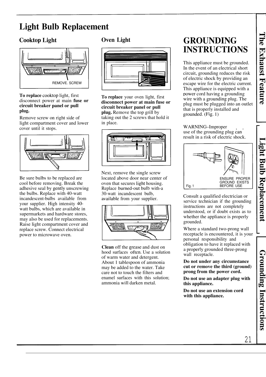 GE JVM142J, JVM140J warranty Light Bulb Replacement, Cooktop Light, Oven Light 