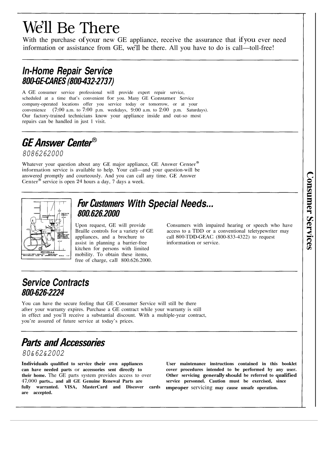 GE JVM141K, JVM140K, JVM142K operating instructions Wdll Be There 