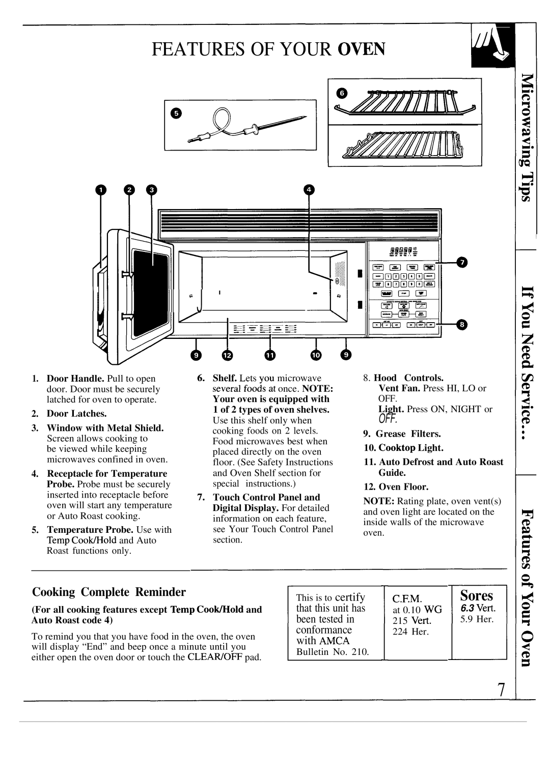 GE JVM142K, JVM140K, JVM141K operating instructions Features of Your OWN, @ & &@, Cooking Complete Reminder 