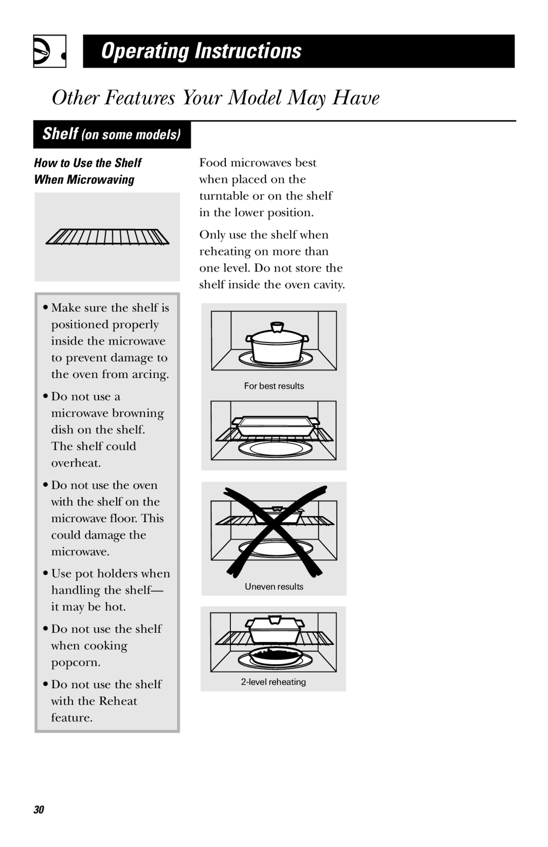 GE JVM1410, JVM142 owner manual Shelf on some models 