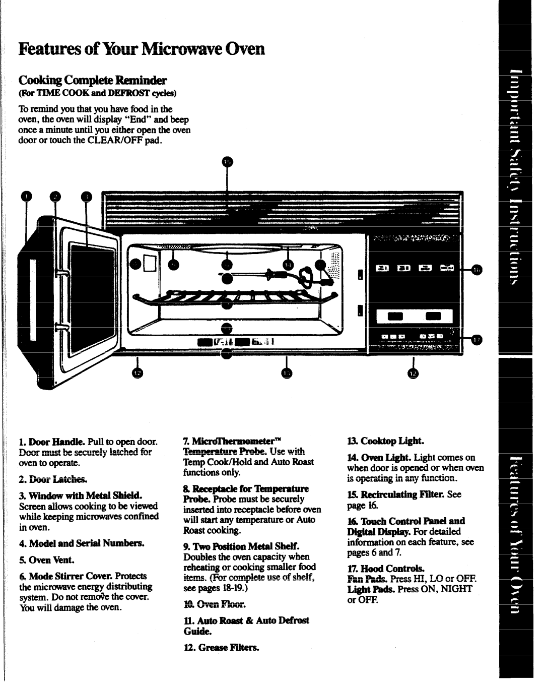 GE JVM141G manual Features of Your Microwave Oven, cookingGDx’npleteRemhMkr, Mode StirrerCover.Protects, 7.~r” 