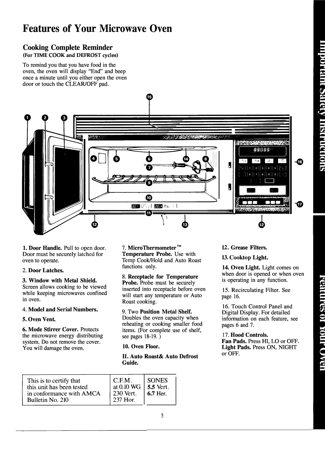 GE JVM141H warranty Features of Your Microwave Oven, Cooking Complete Reminder 