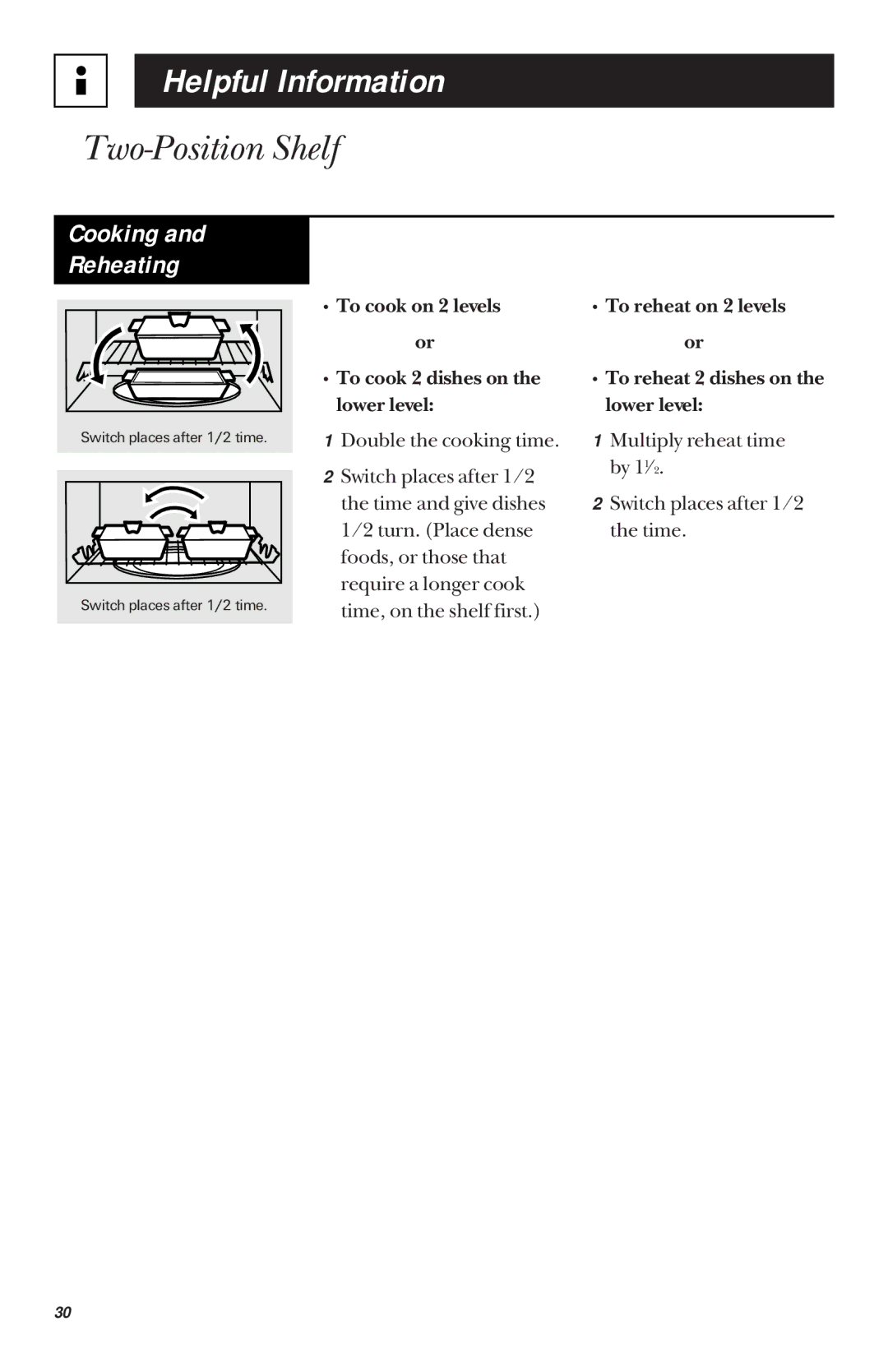 GE JVM1442 owner manual Cooking Reheating 