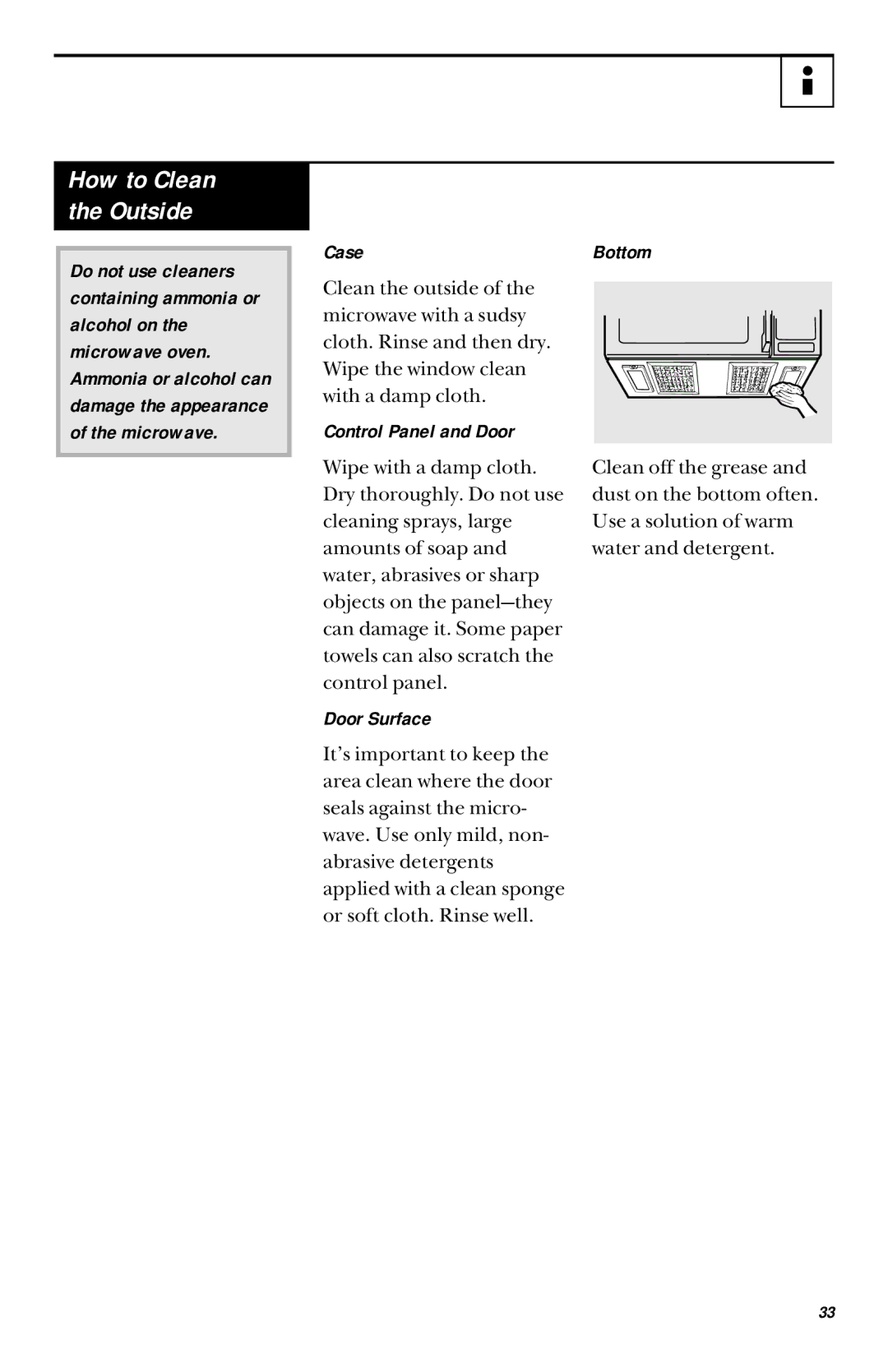 GE JVM1442 owner manual Case, Control Panel and Door, Door Surface 