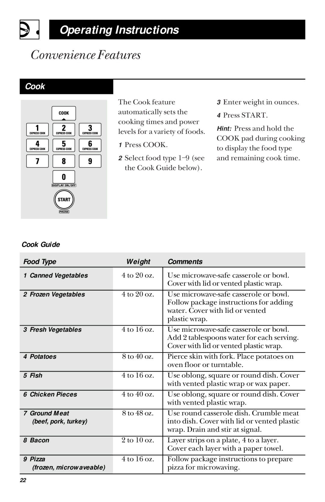 GE JVM1450, JVM1451 owner manual Cook 