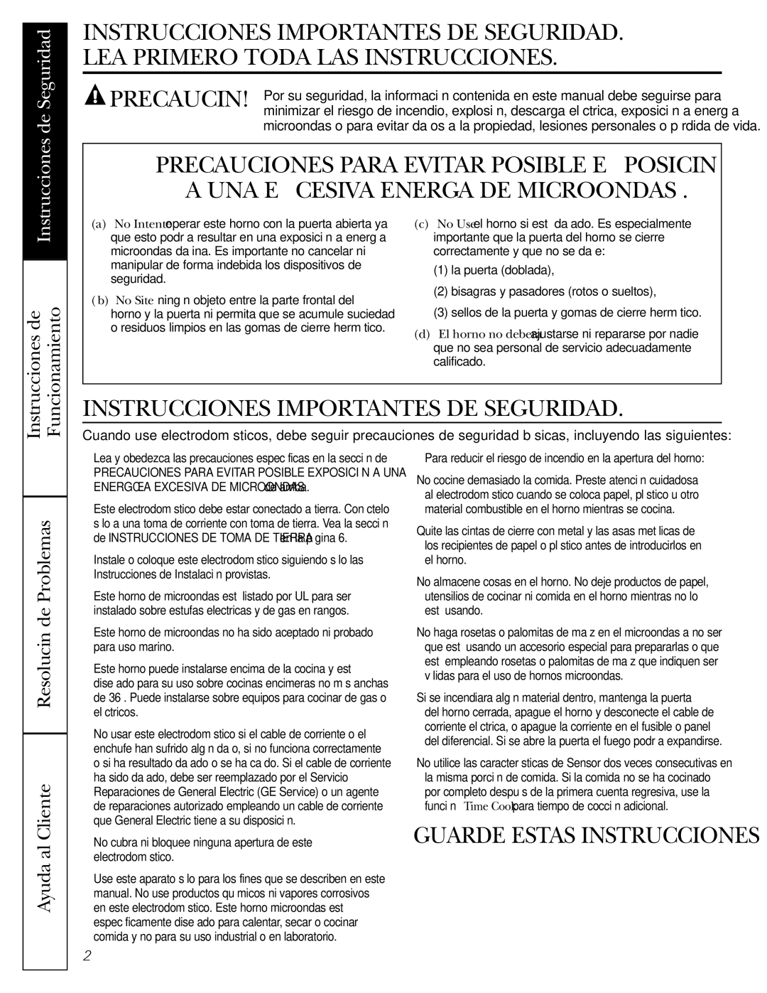 GE JVM1490WH Resolución de Problemas Ayuda al Cliente, Para reducir el riesgo de incendio en la apertura del horno 