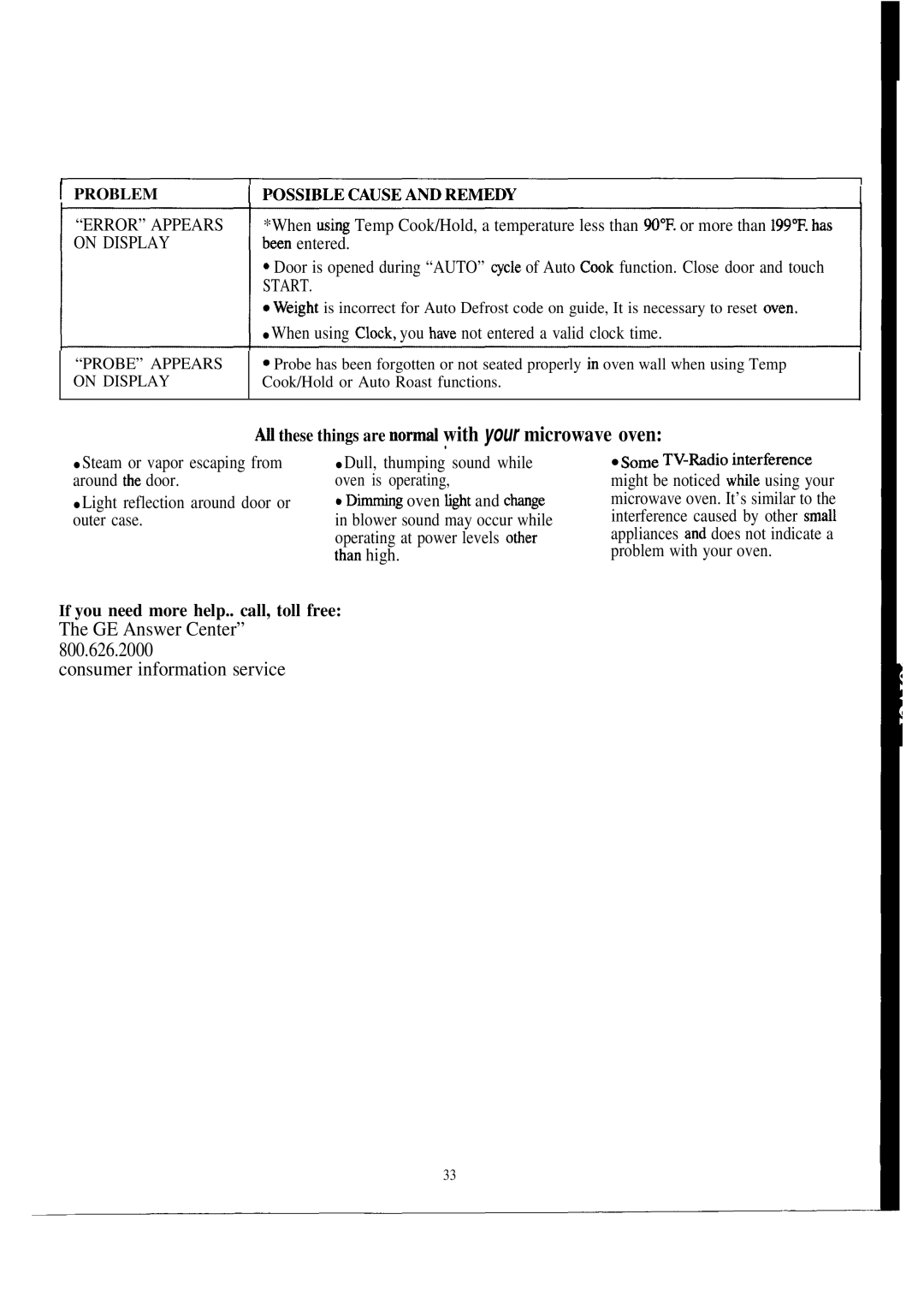 GE JVM152H warranty ~ these things are normal with. your microwave oven, Start 