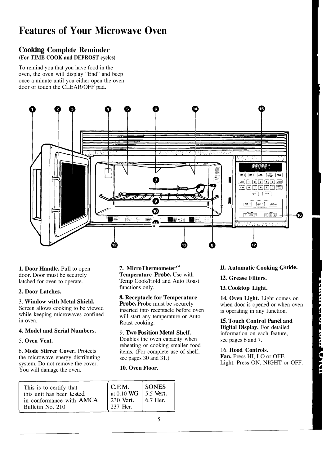 GE JVM152H warranty Features of Your Microwave Oven, CootiW Complete Reminder 