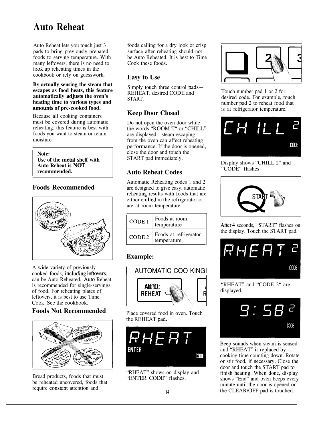 GE JVM152J manual Auto Reheat 