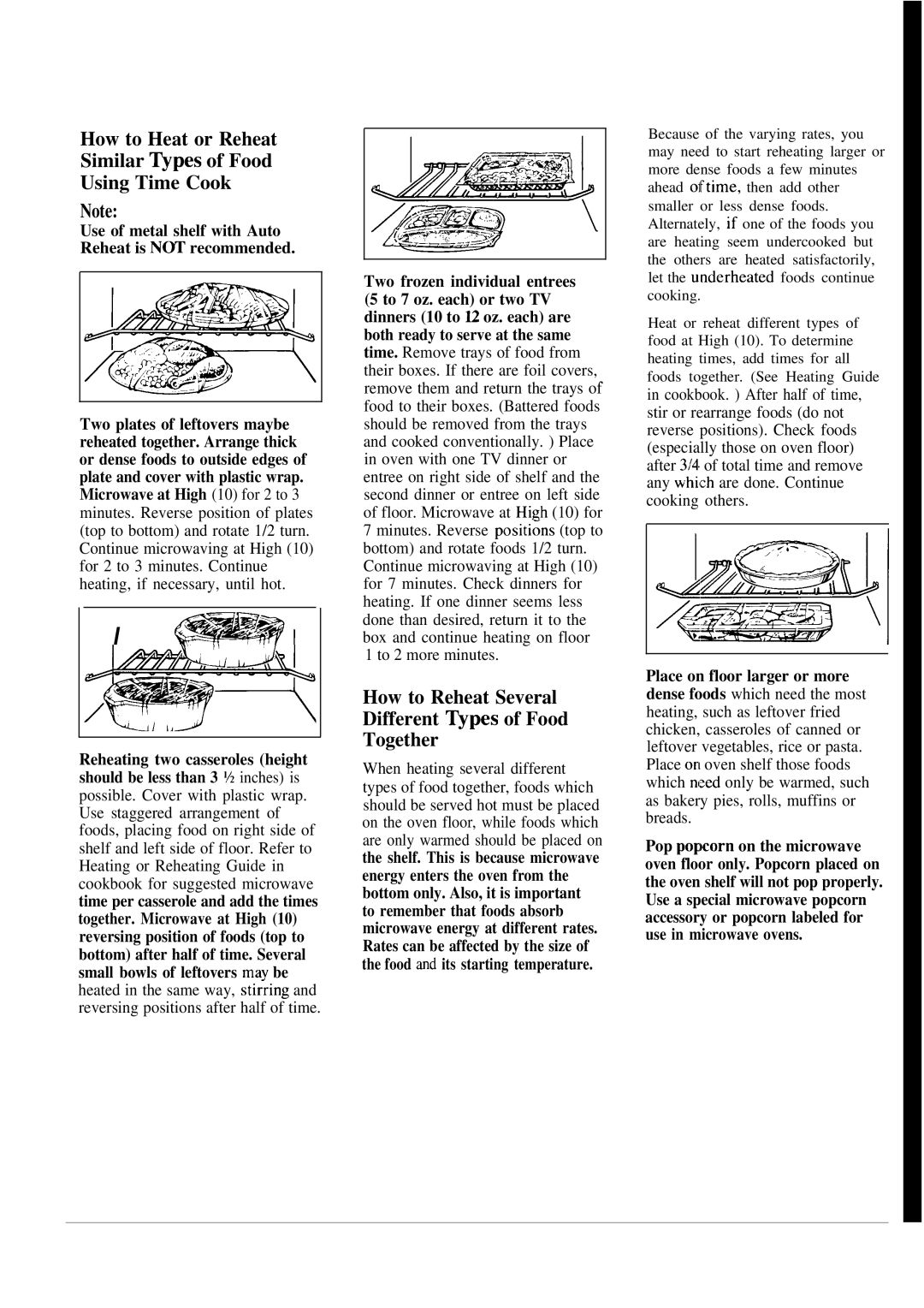 GE JVM152J manual How to Heat or Reheat Similar ~pes of Food Using Time Cook 