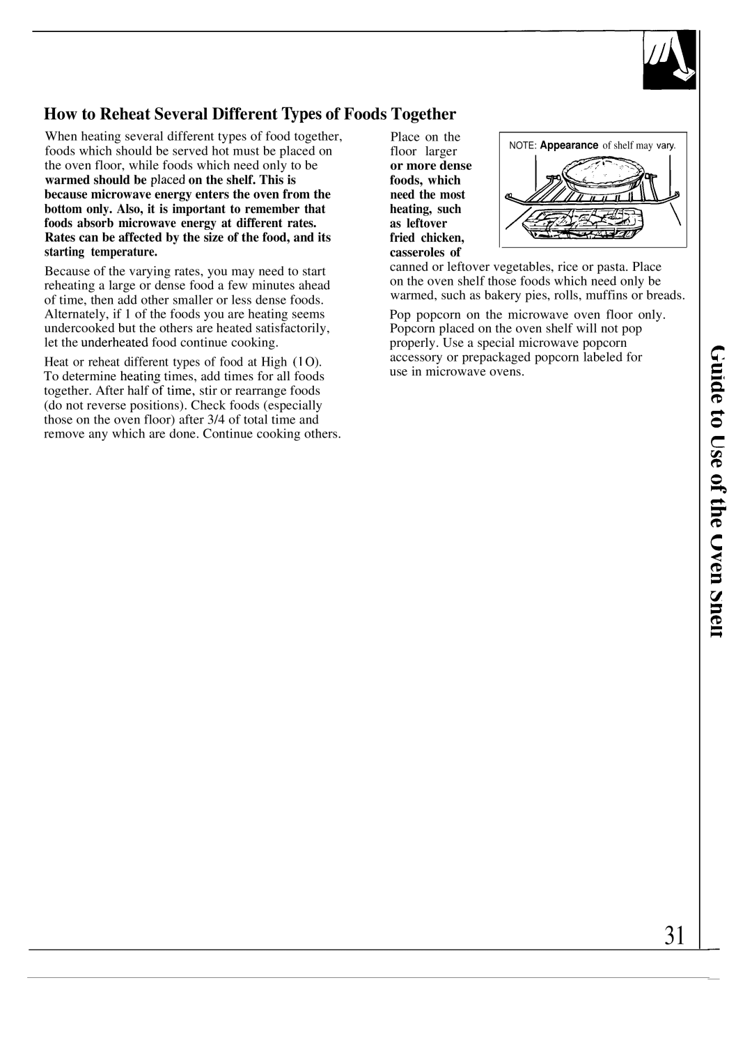 GE JVM153K, JVM152K, JVM150K, JVM172K warranty How to Reheat Several Different ~pes of Foods Together 