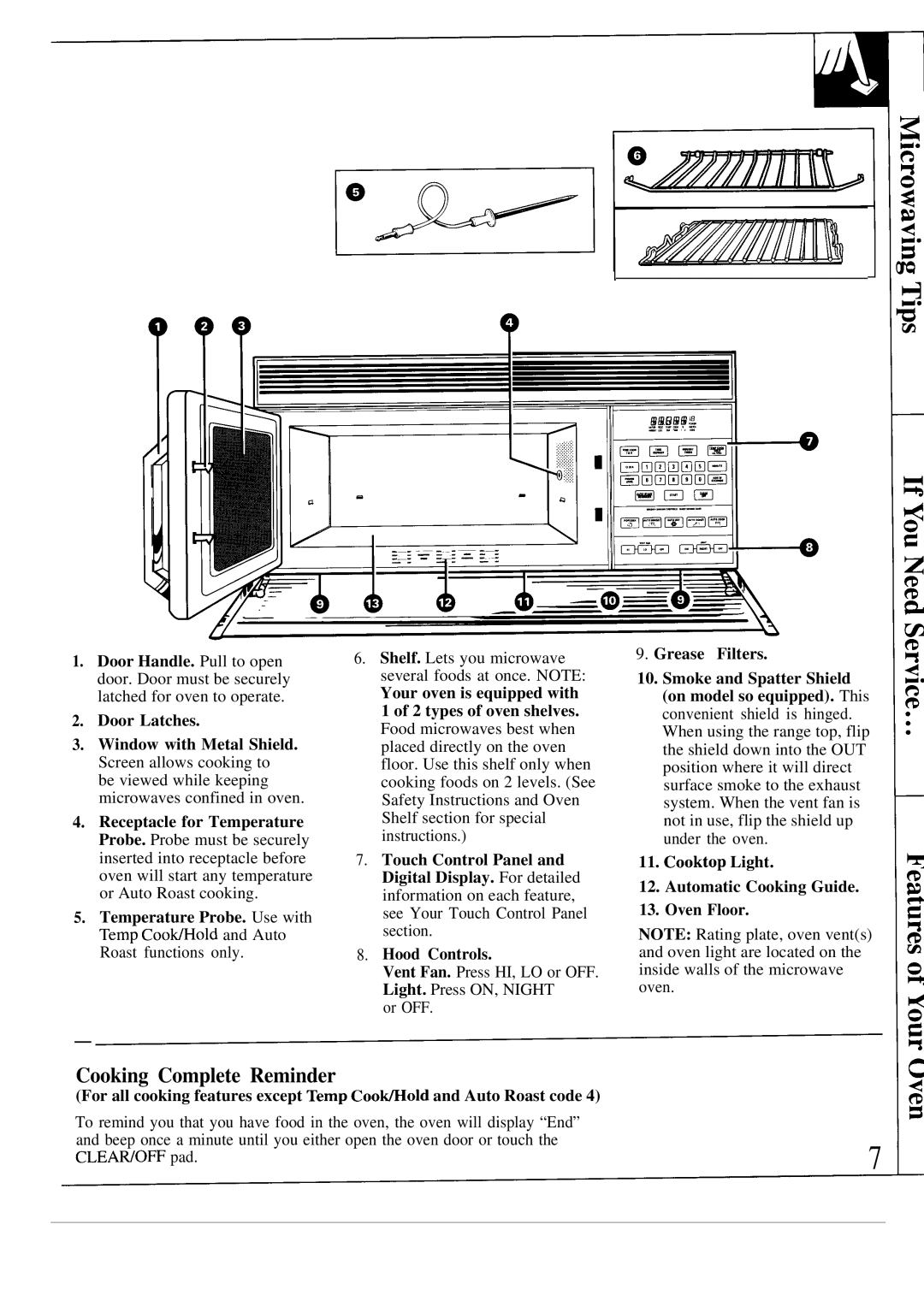 GE JVM153K, JVM152K, JVM150K, JVM172K warranty Cooking Complete Reminder, Door Latches 