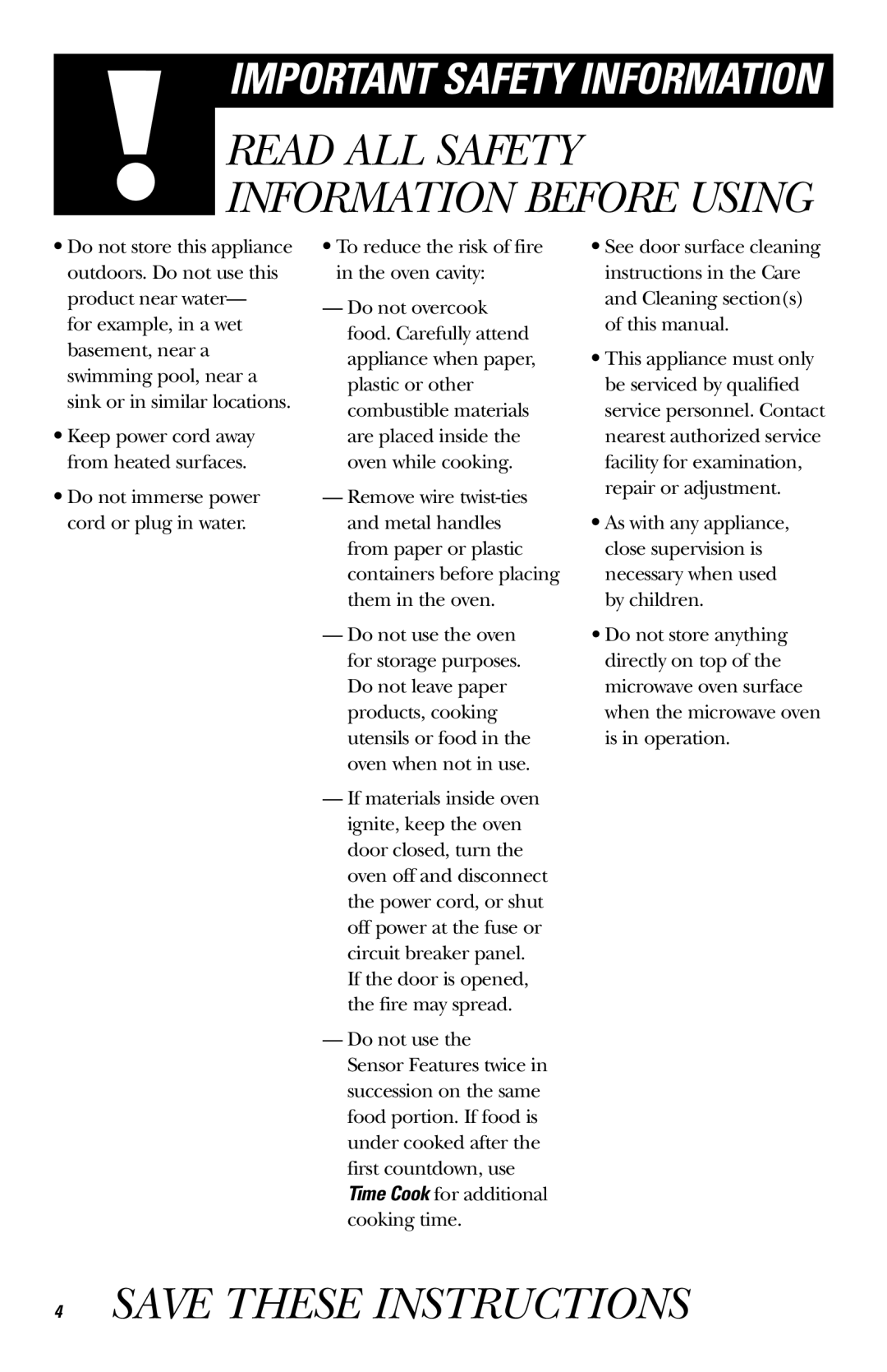 GE JVM1530 owner manual Important Safety Information 