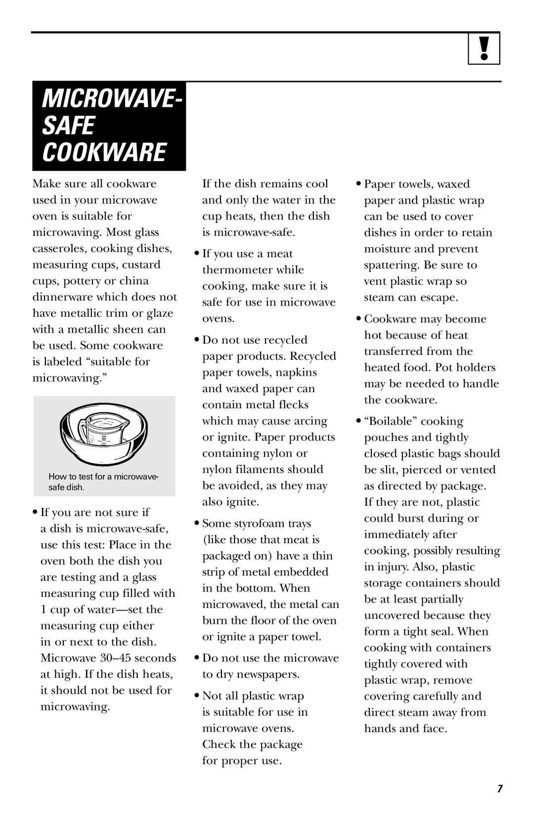 GE JVM1530 owner manual Microwave- Safe Cookware 