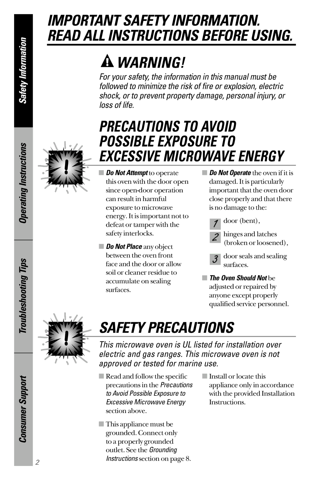 GE JVM1533 owner manual Precautions to Avoid Possible Exposure to 