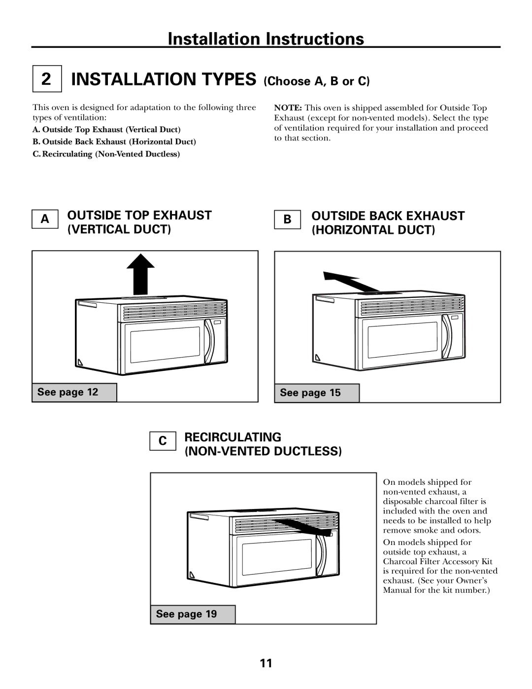 GE JVM1653WH, JVM1600 Series, JVM1653SH manual Recirculating NON-VENTED Ductless, See 