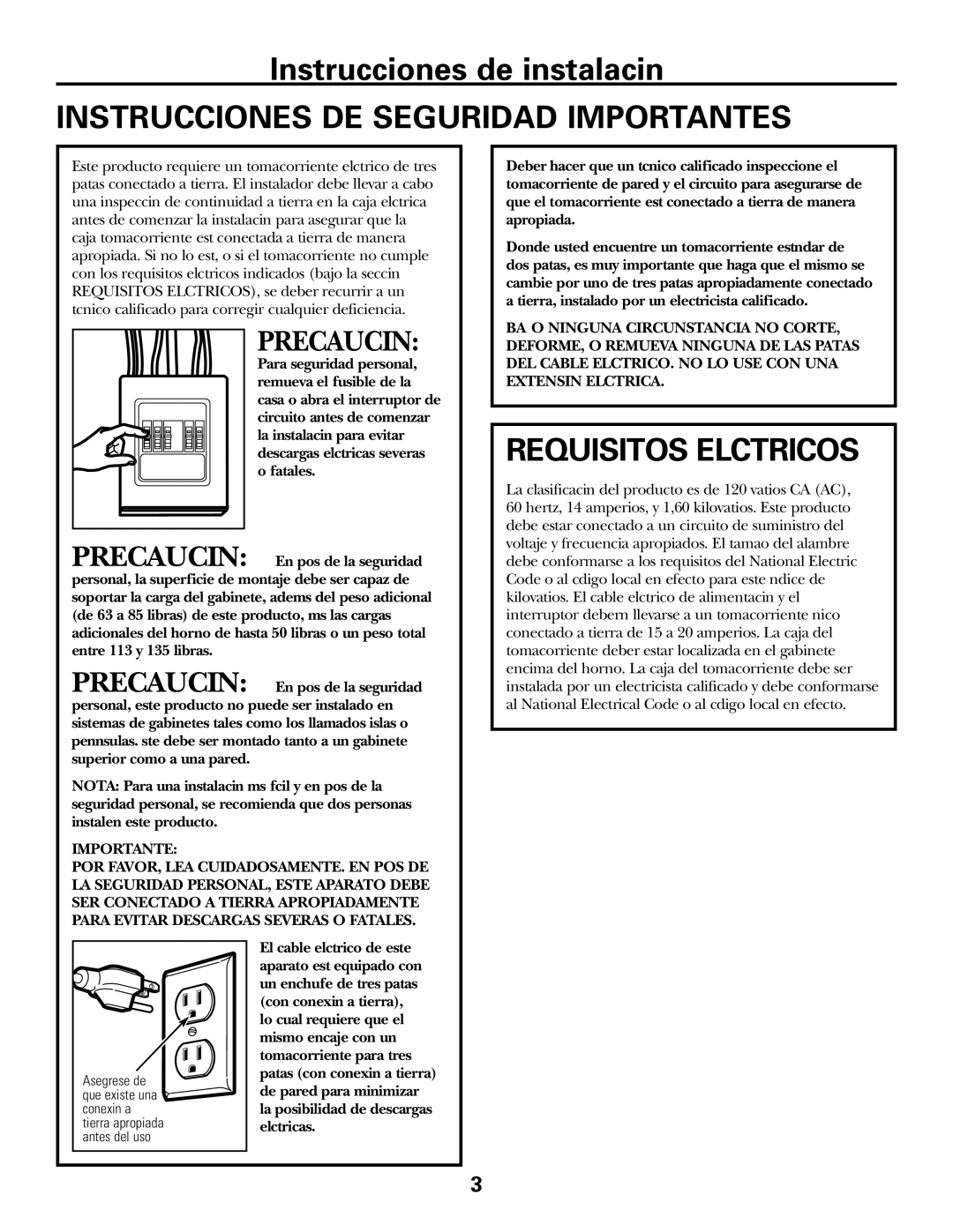 GE JVM1600 Series, JVM1653SH, JVM1653WH manual Instrucciones DE Seguridad Importantes, Requisitos Eléctricos 