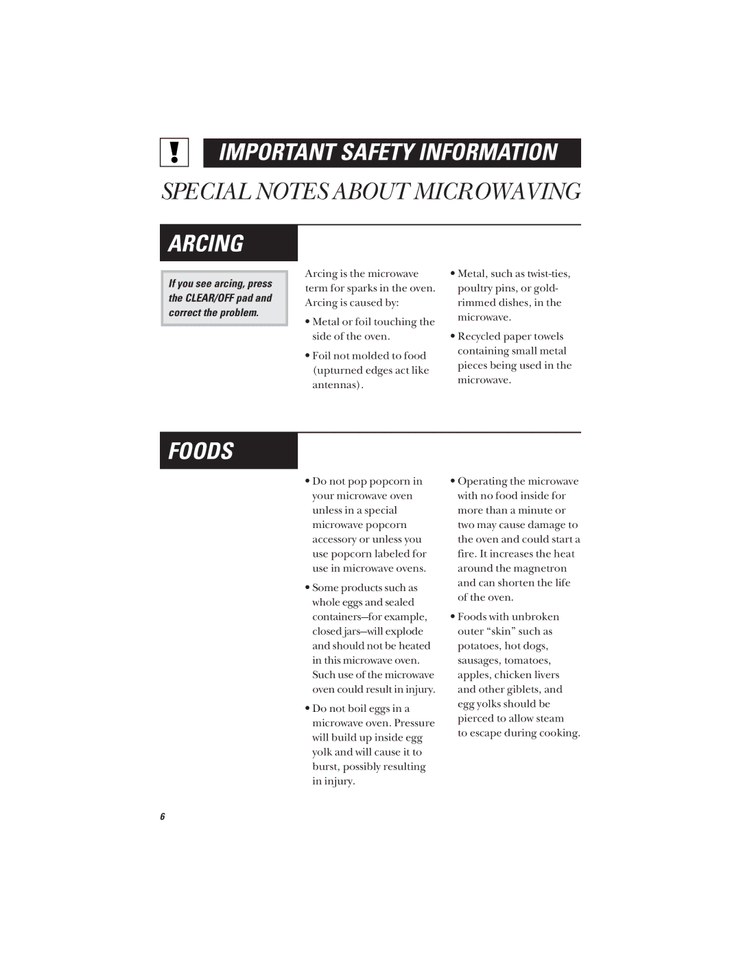 GE JVM1640, JVM1642 owner manual Special Notes about Microwaving 