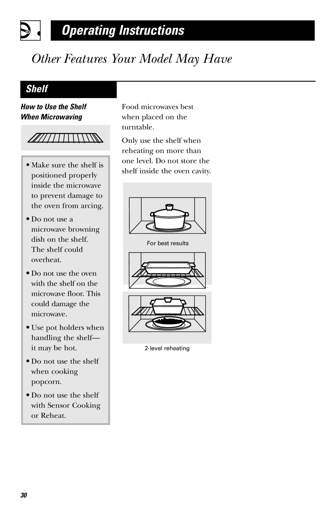 GE JVM1640AB owner manual Shelf 