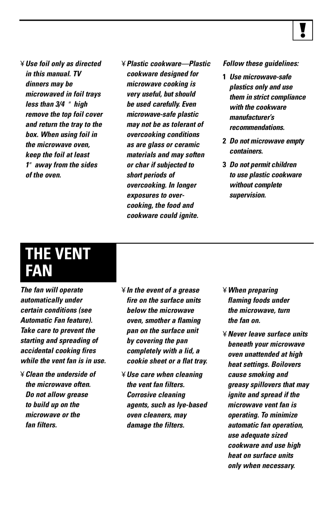 GE JVM1650, JVM1651 owner manual Vent FAN 