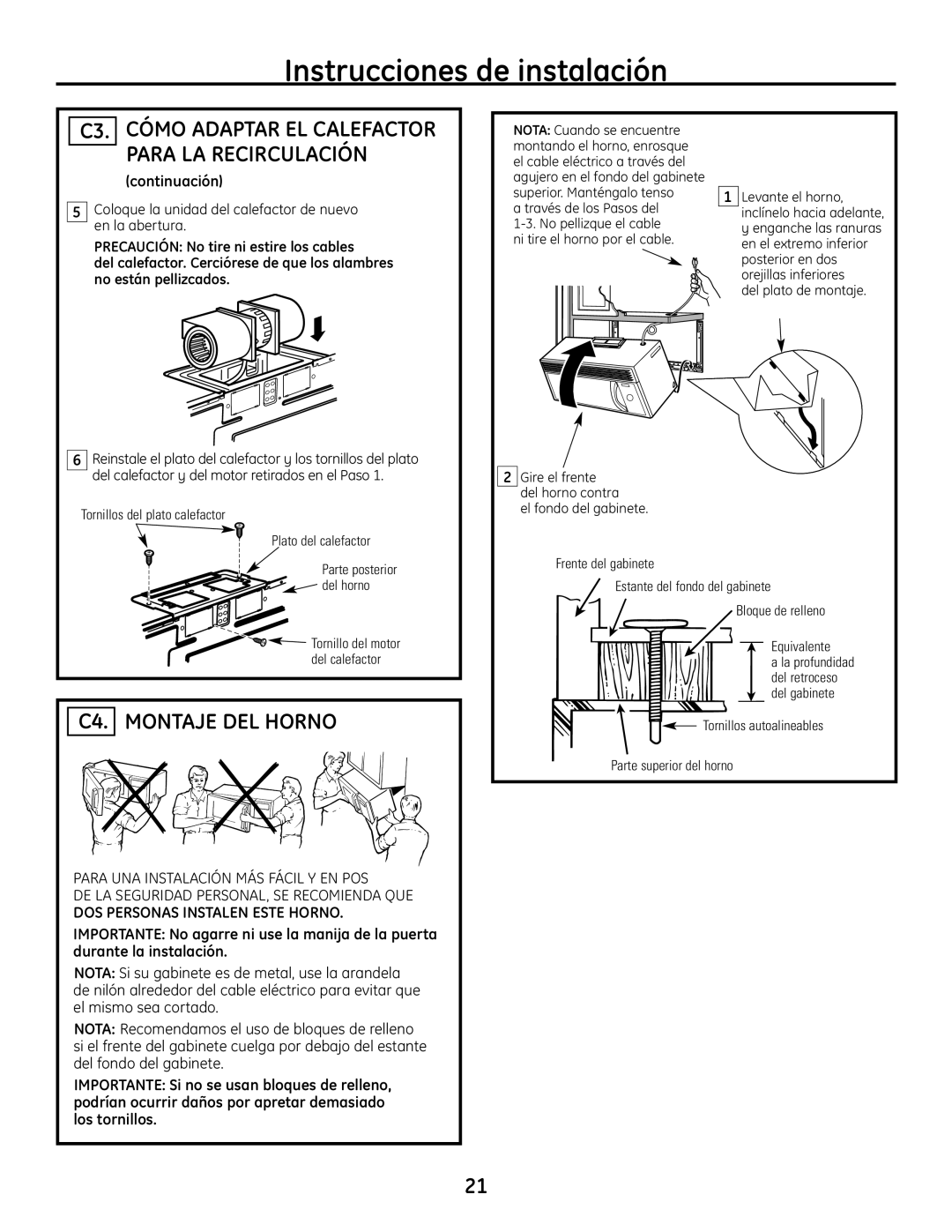 GE JVM1665SNSS warranty C4. Montaje DEL Horno 