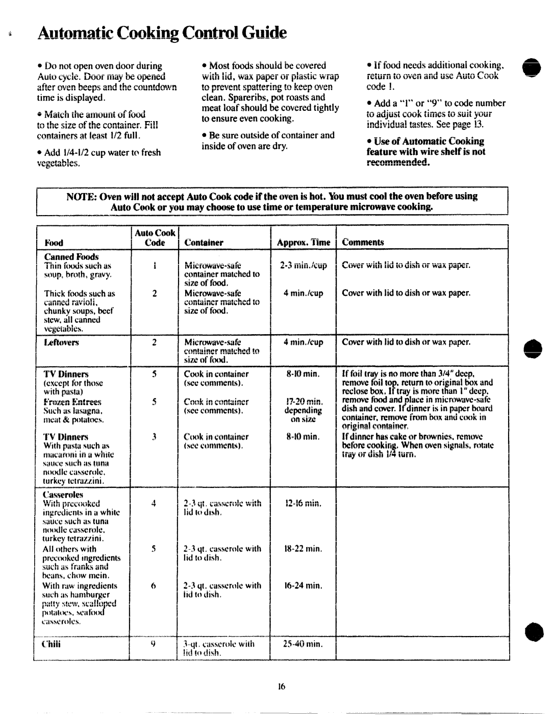 GE JVM172G manual CookingControlGuide 