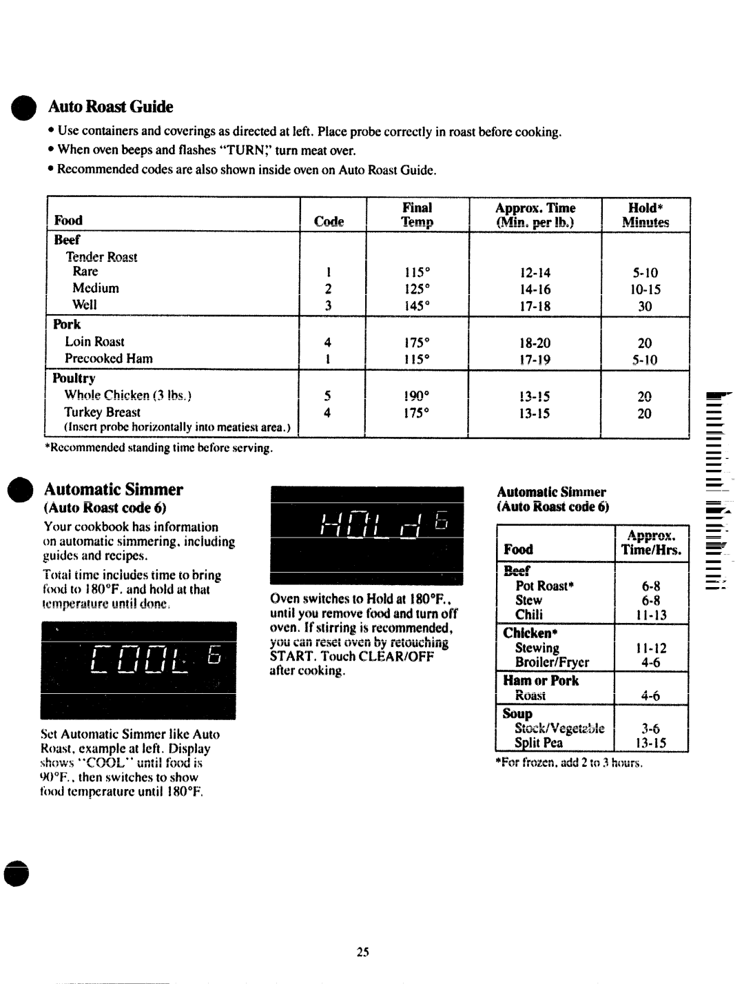 GE JVM172G manual AutoRoastGuide 