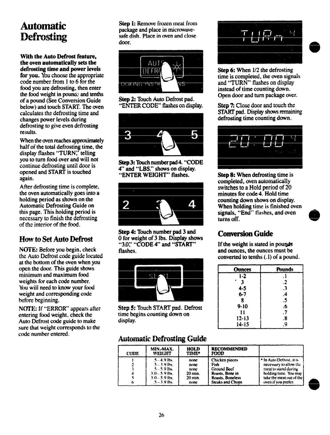 GE JVM172G manual Automatic Defrosting, HowtoSetAutoDefti, Ounces 