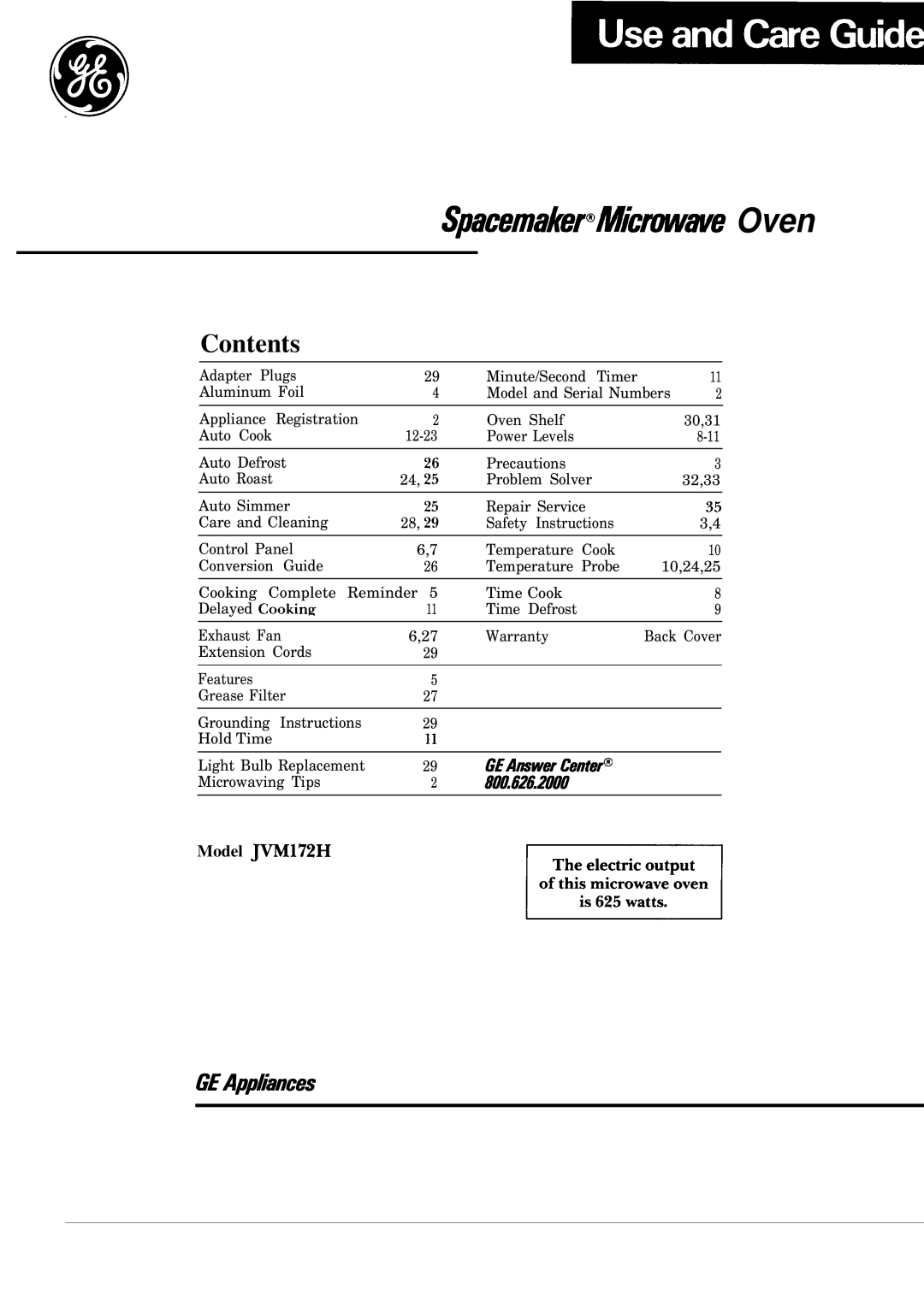 GE JVM172H warranty Spacemaker@Micmwe Oven 