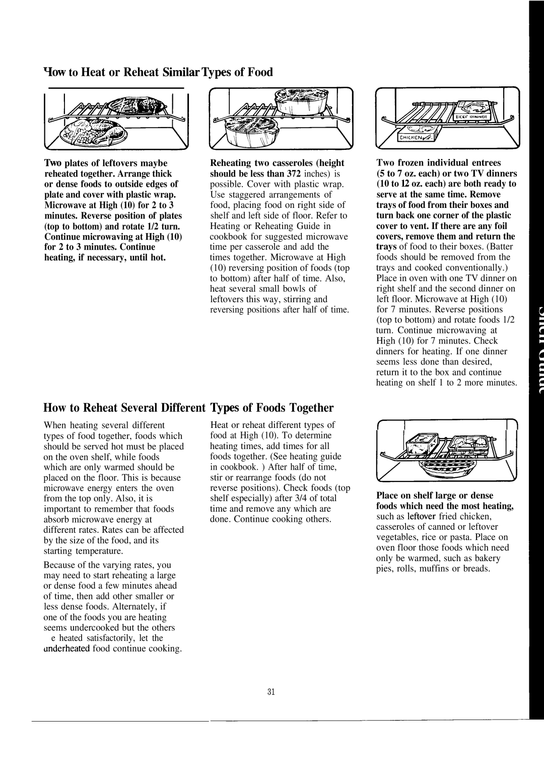 GE JVM172H warranty ~ow to Heat or Reheat Similar~pes of Food, How to Reheat Several Different ~pes of Foods Together 